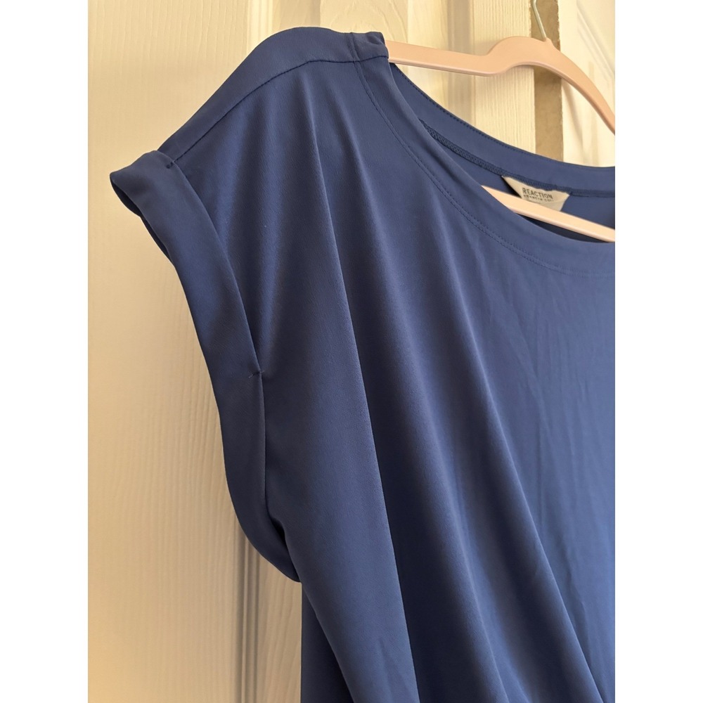 Kenneth Cole Reaction Ink Blue Draped Dress NWT Size S Gathered Front MSRP $89 - Picture 5 of 9